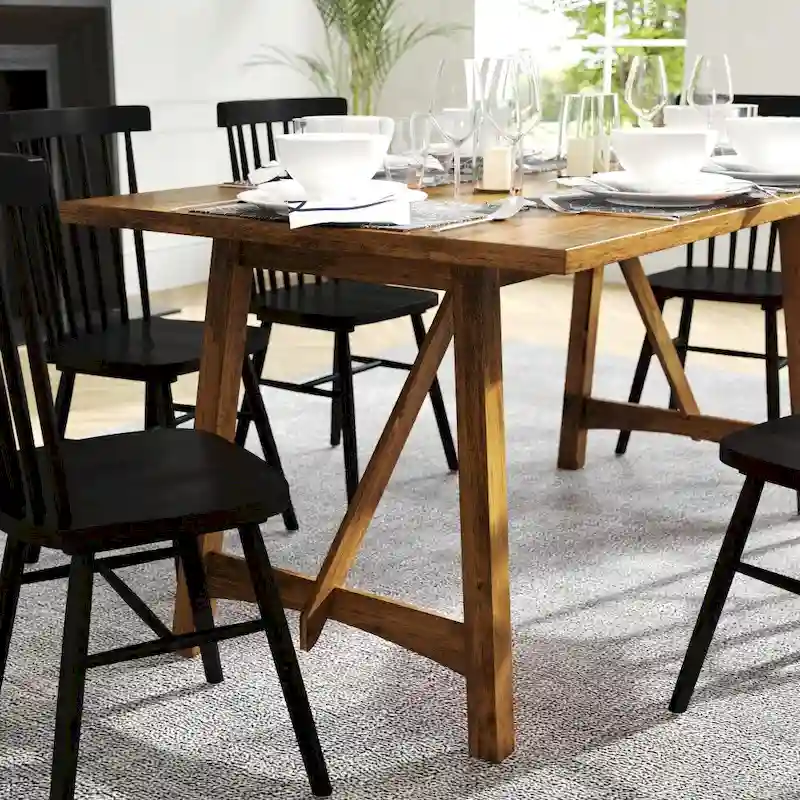 Solid Wood Commercial Grade Trestle Base Dining Table
