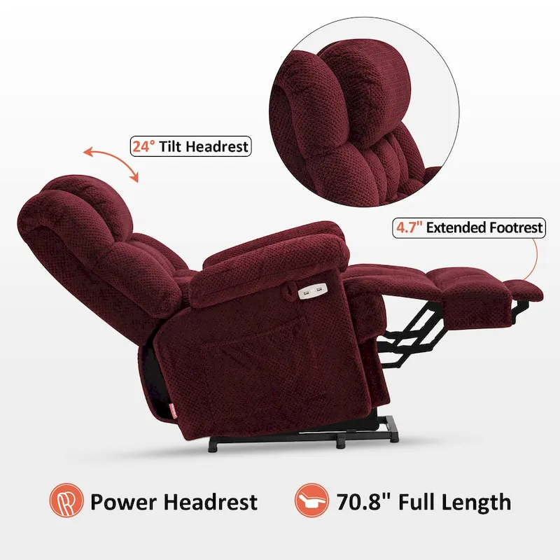MCombo Power Lift Recliner Chair with Massage, Heat, Adjustable Headrest, Extended Footrest-(PU/Fabric)