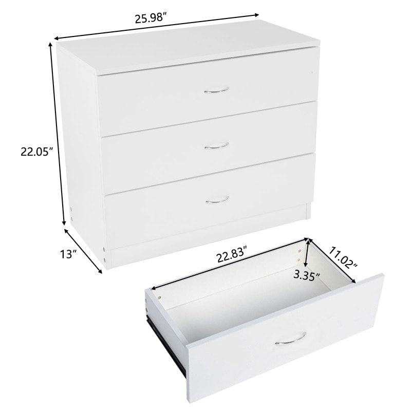 Modern Simple 3-Drawer Dresser White