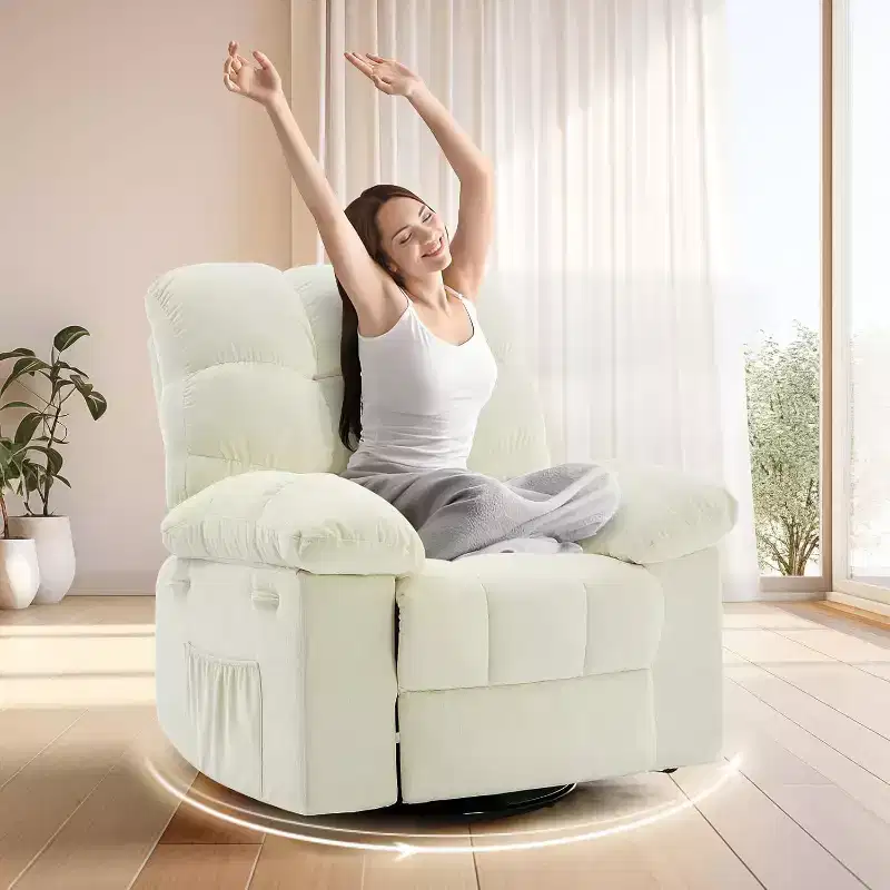360 Swivel Rocker Recliner Chair, Single Seat, Beige/Brown/Green/Grey