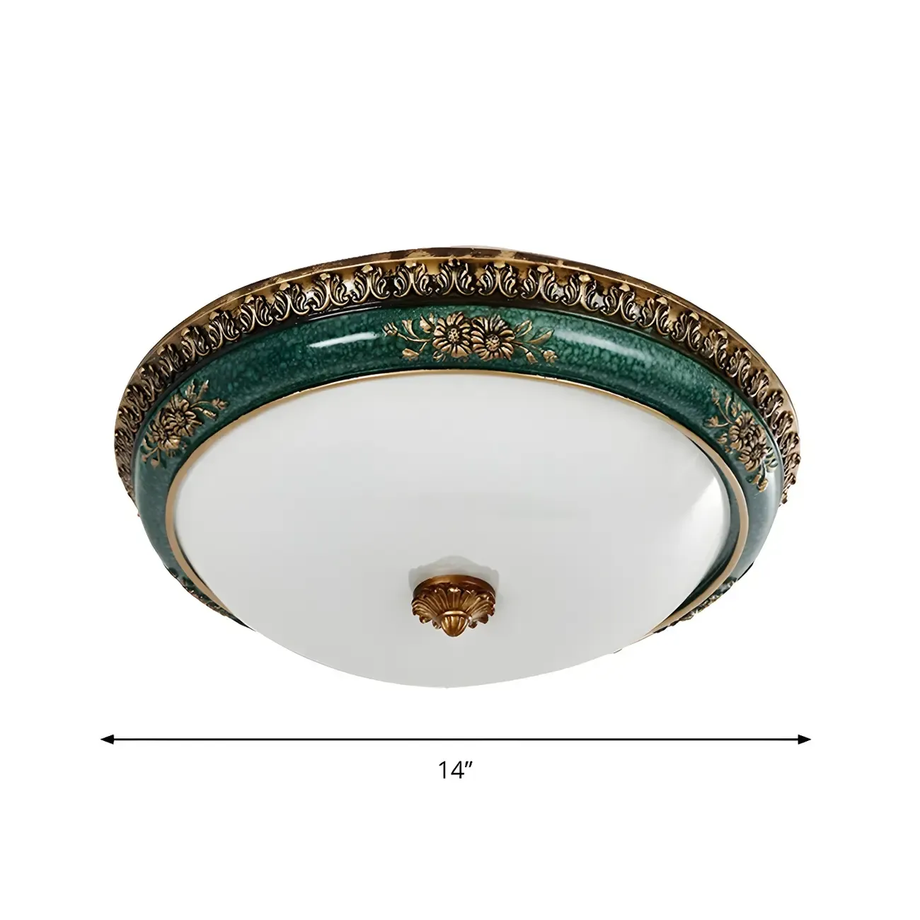 Classic Green Bowl Flush Mount LED Ceiling Light