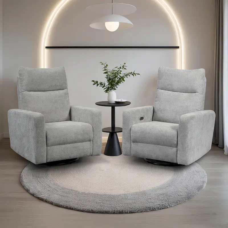 Olmas 33.5 W Power Swivel Glider Recliner with USB Charger Set Of 2