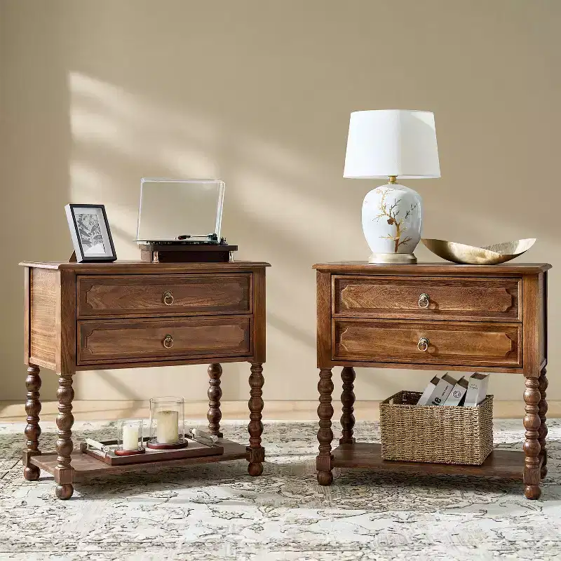 Jerardo 30 Tall 2-Drawer End Table with Built-in Charging Outlets Set of 2|ARTFUL LIVING DESIGNS