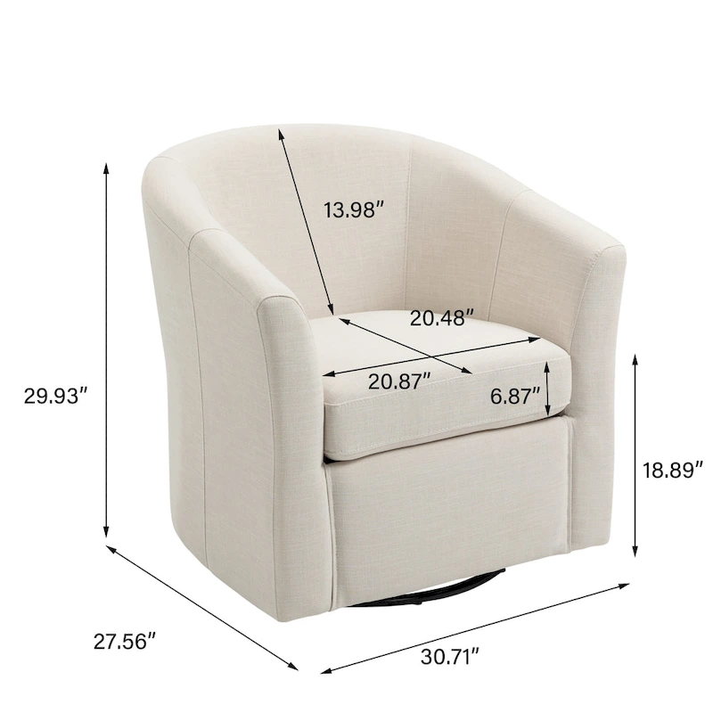 Modern Upholstered Swivel Barrel Chair Living Room Accent Chair