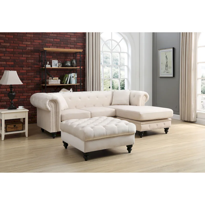 Nola Velvet Sofa with Chaise