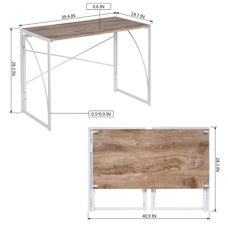 HomyLin 39  Simple Folding Study Writing Desk, No Assembly Required