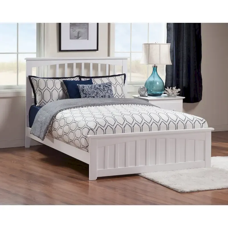 Mission Queen Foundation Bed Frame with Matching Footboard in White
