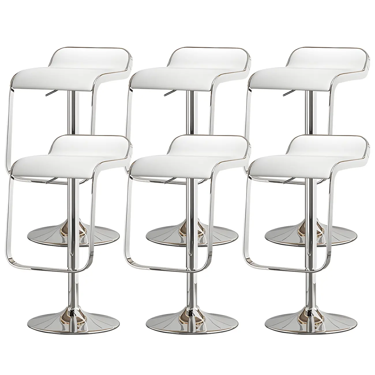Leather Low Back Metal Adjustable Swivel Bar Stools
