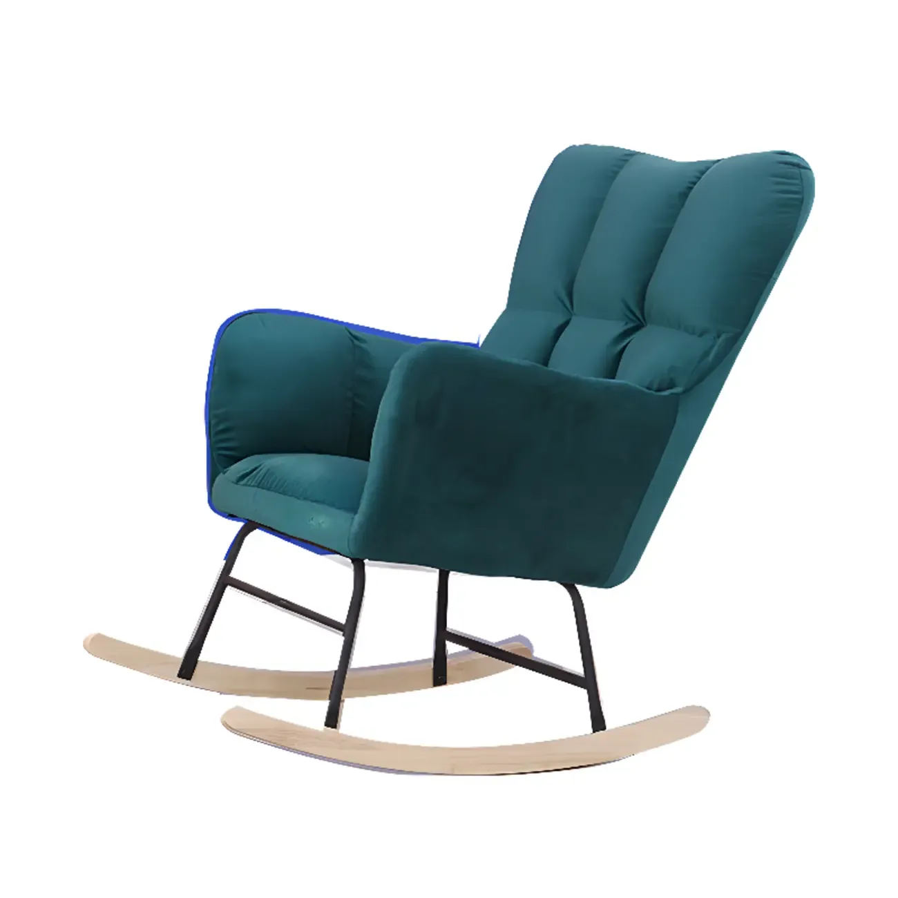 Tech Cloth Upholstered Wood Rocking Chair with Recessed Arm