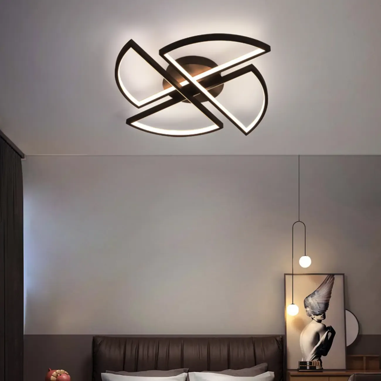 Modern Black-White Windmill Metal Flush Mount LED Ceiling Light