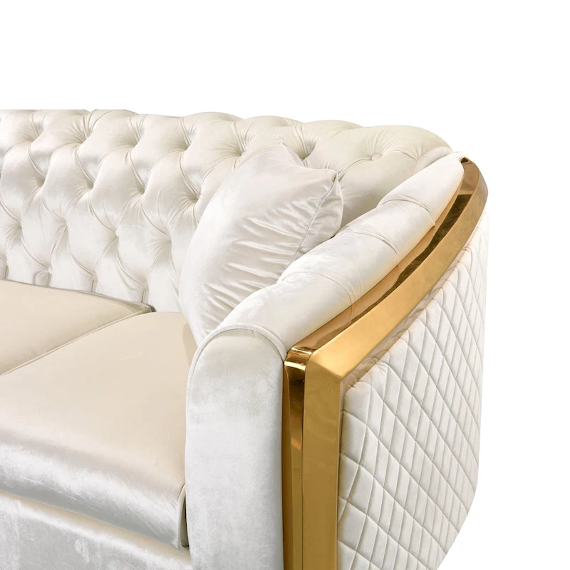 84 Luxury Chesterfield Velvet Sofa with Gold Trim