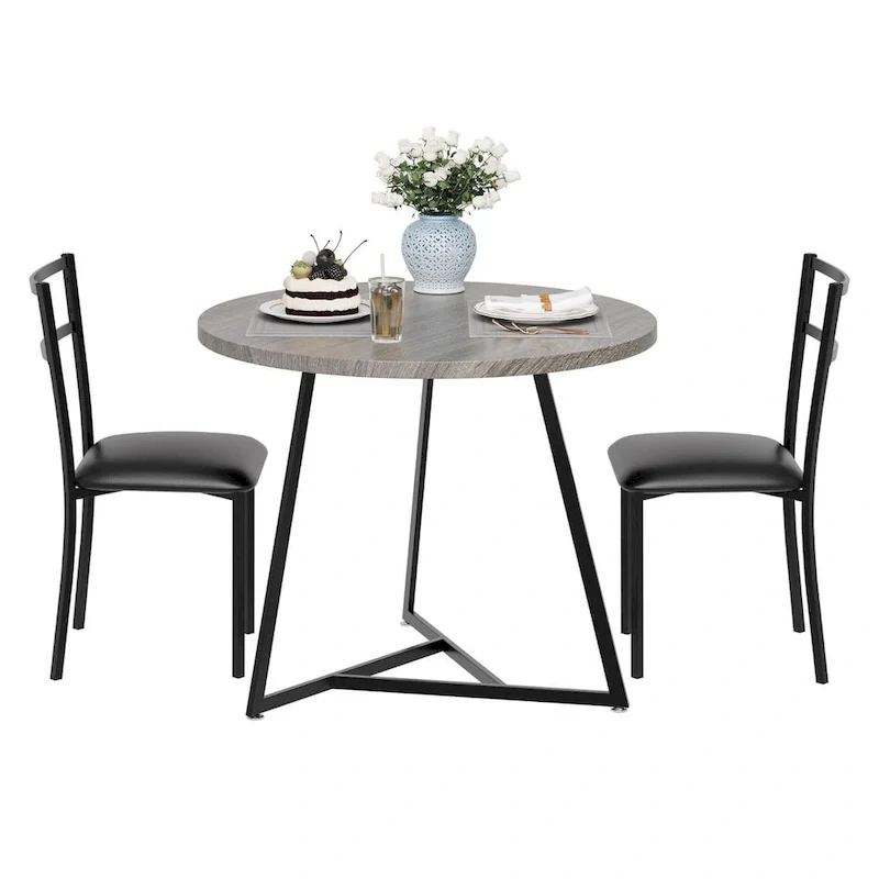 Kitchen Round Dining Table Set with 2 Chairs