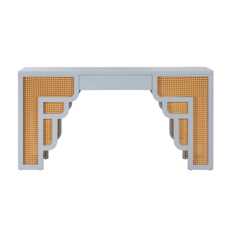 Suzie Wood and Rattan 1 Drawer Desk