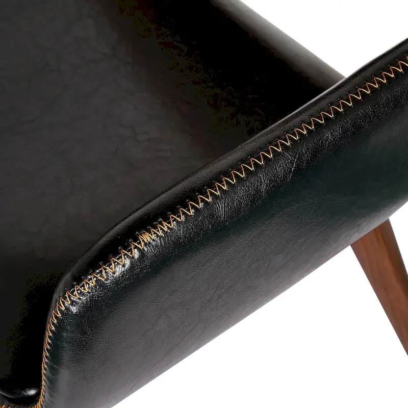 Faux Leather Mid-Century Dining Chair with Metal Legs