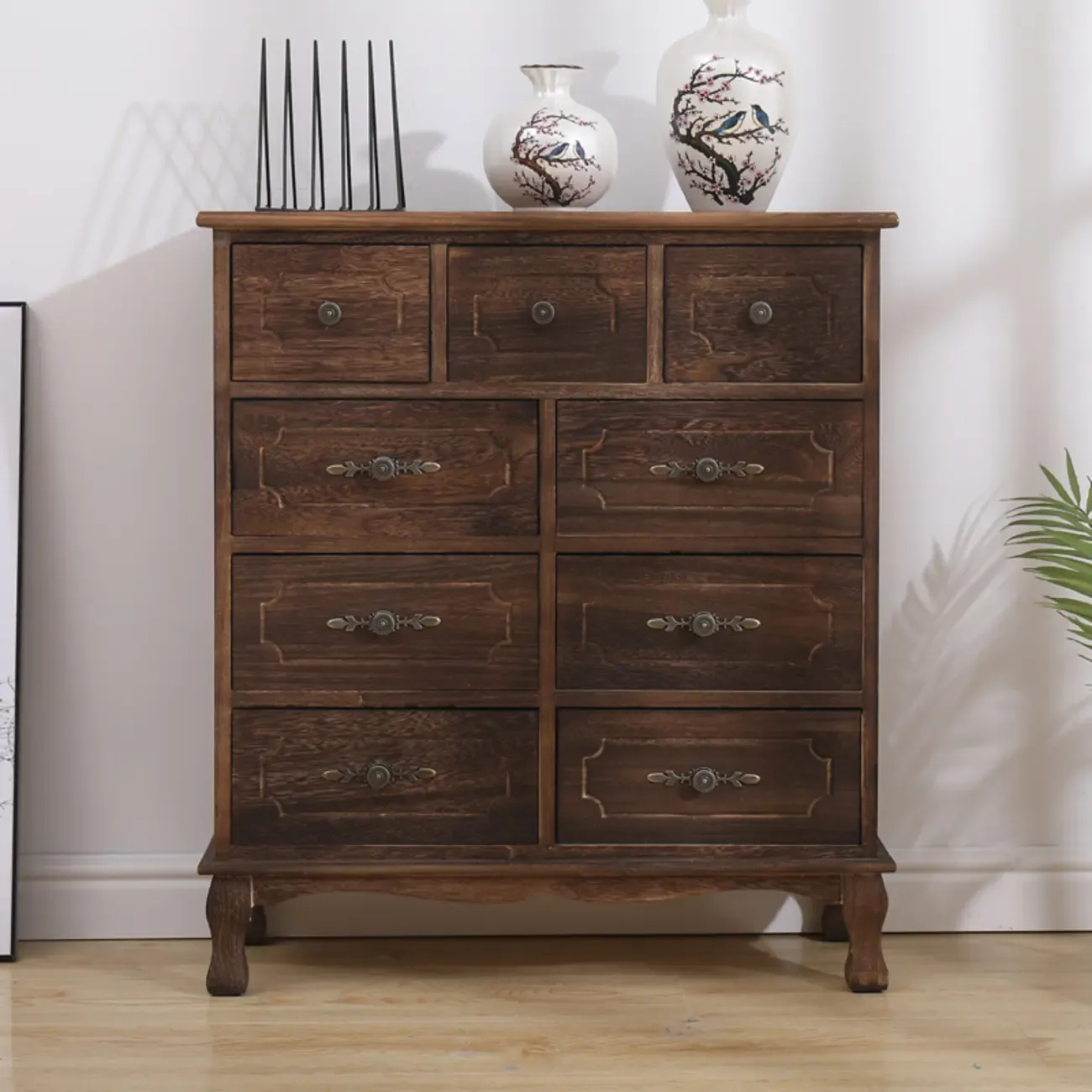 Rustic Brown Multi-Drawers Wooden Cabinet for Living Room