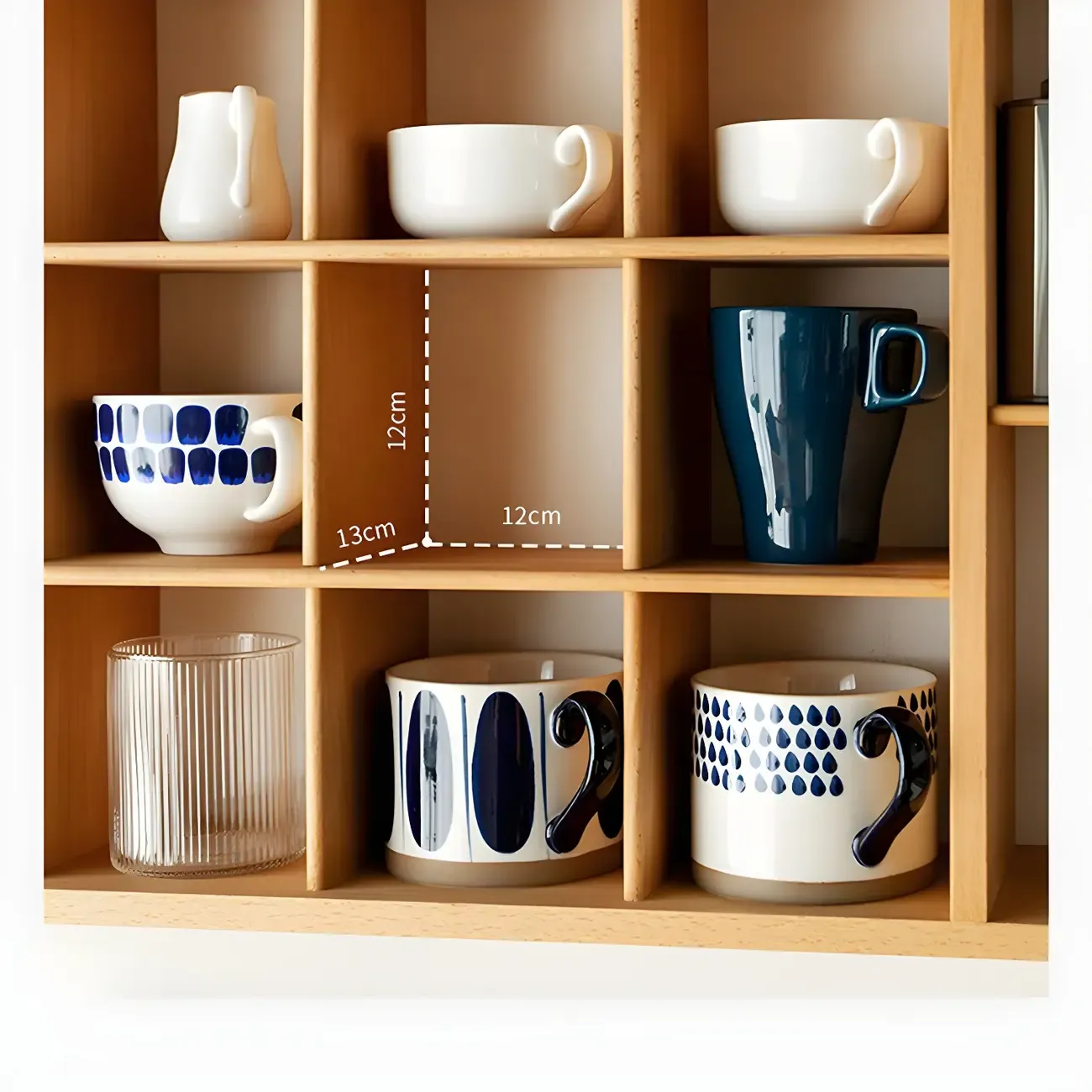 Rectangular Wood Wall-Mounted Open China Cabinet