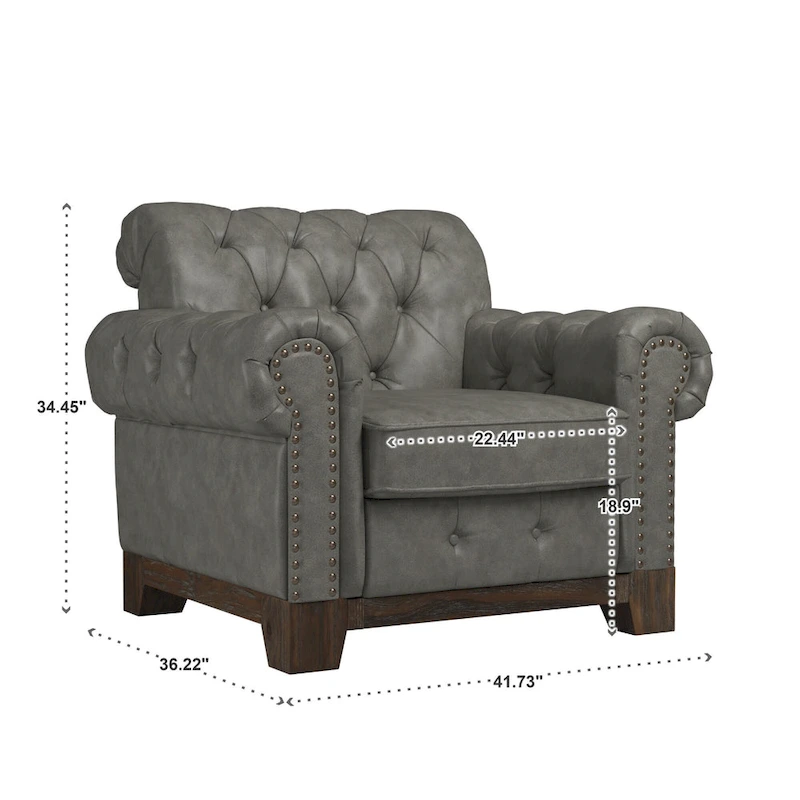 Greenwich Tufted Scroll Arm Nailhead Chesterfield Chair by iNSPIRE Q Artisan