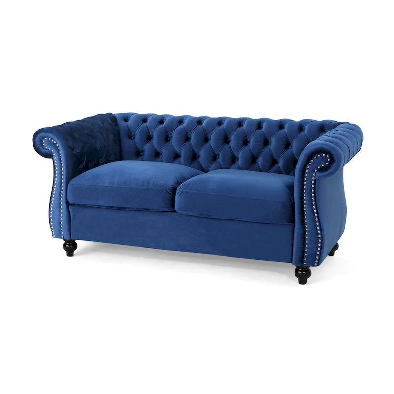 Somerville Upholstered Chesterfield Nailhead Loveseat by Christopher Knight Home