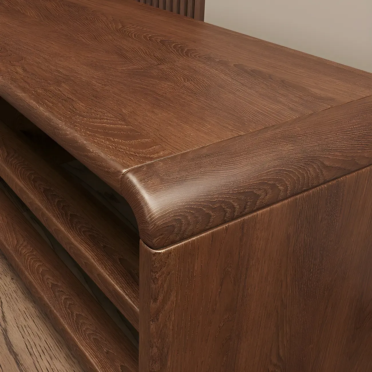 Entryway Brown Solid Wood 3-Tier Shoe Rack Bench