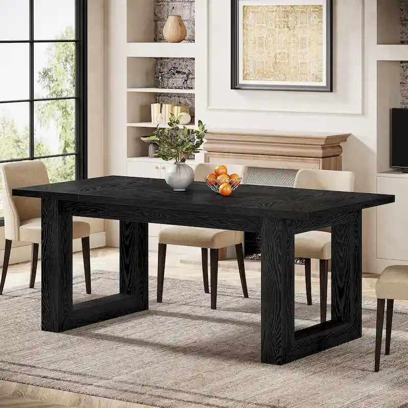 Natural Wood Rectangular Dining Table for 4-6