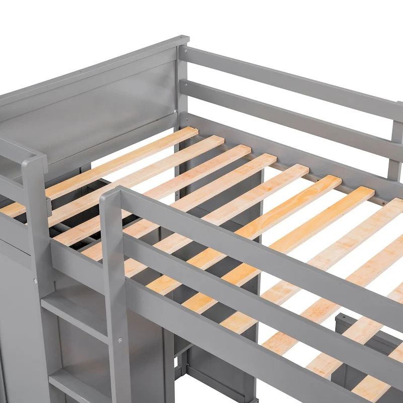 Twin over Twin Pine Loft Bed with Stand-alone