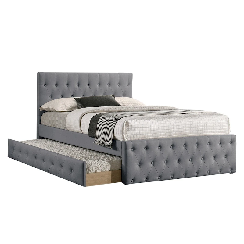 Fabric Fully Upholstered Full Bed with Trundle