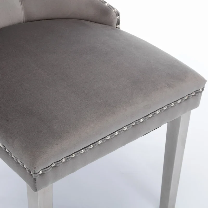 Velvet Upholstered Dining Chair with Chrome Stainless Steel Plating Legs