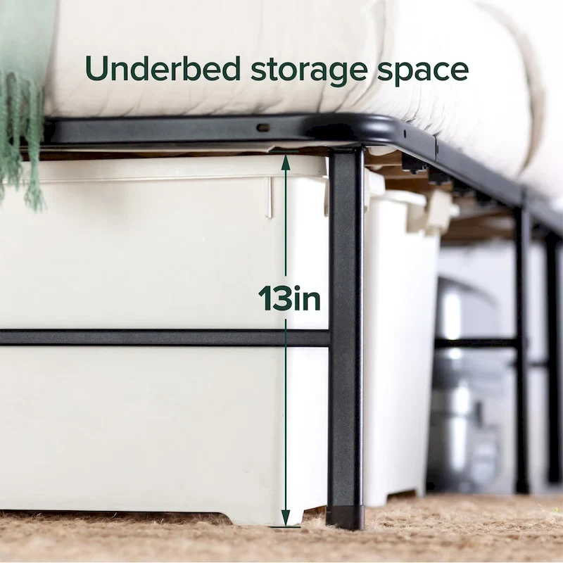 Priage by ZINUS Black Metal SmartBase 14 Inch Essential Mattress Foundation with Bamboo Slats