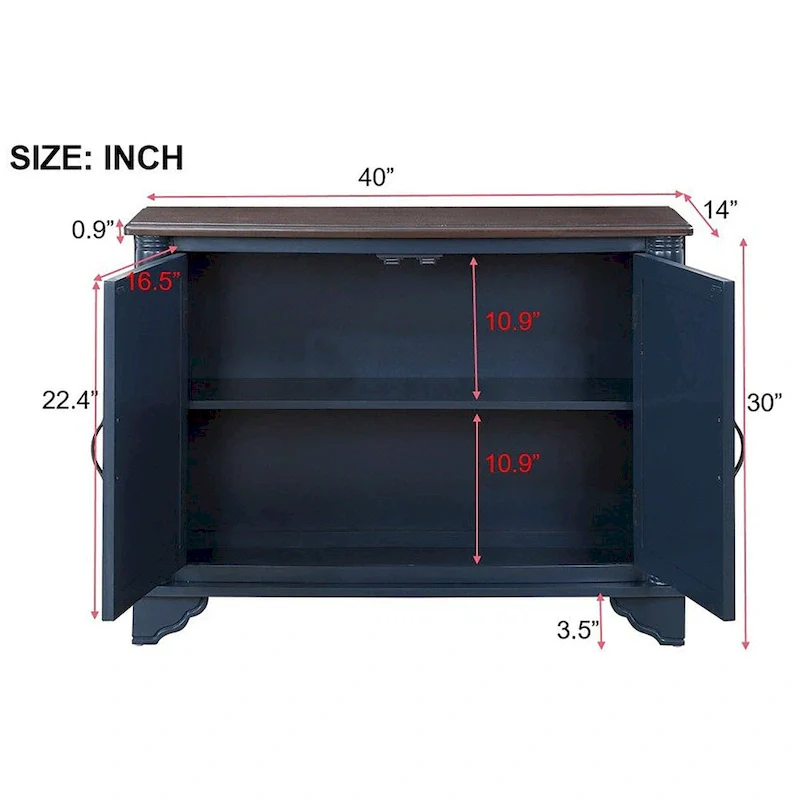 Mid Century 40 Sideboard Buffet Console Table with Adjustable Shelf