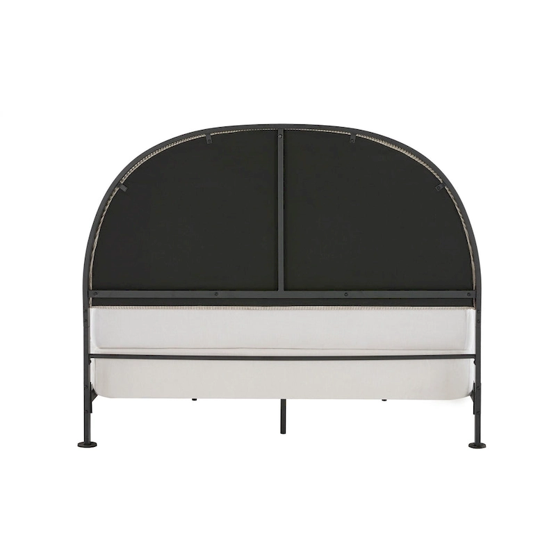 Choteau Black Finish Metal Gray Fabric Queen Bed by iNSPIRE Q Modern