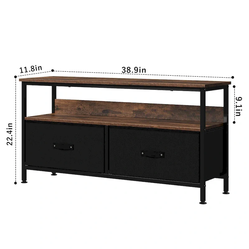 TV Stand with 3 Fabric Drawers & Open Shelves, Fits 55
