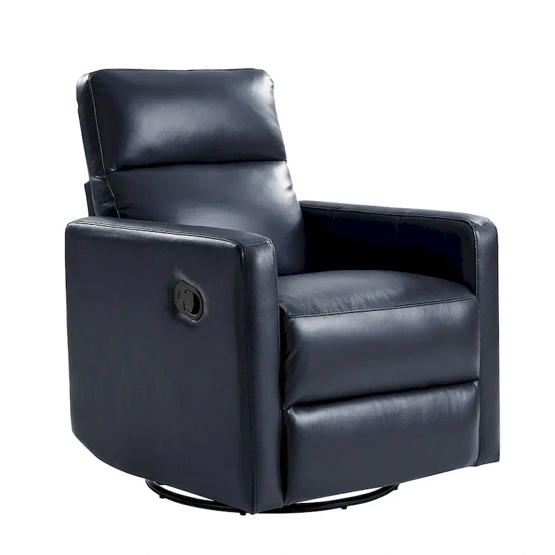 Josefa Modern Genuine Leather Swivel Rocker Recliner by Hulala Home