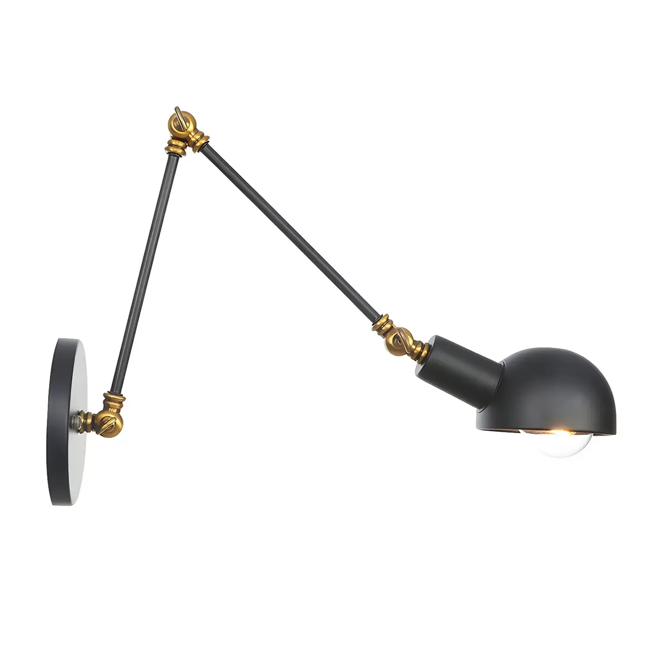 Adjustable Industrial Dome Swing Arm Wall Light