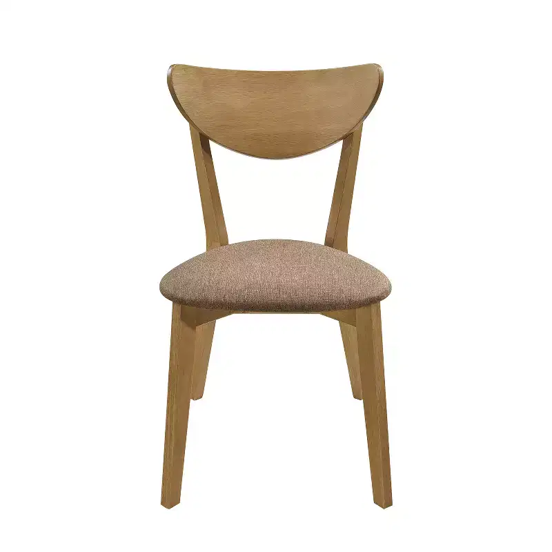 Simple Relax Set of 2 Upholstered Dining Side Chairs in Light Walnut and Brown