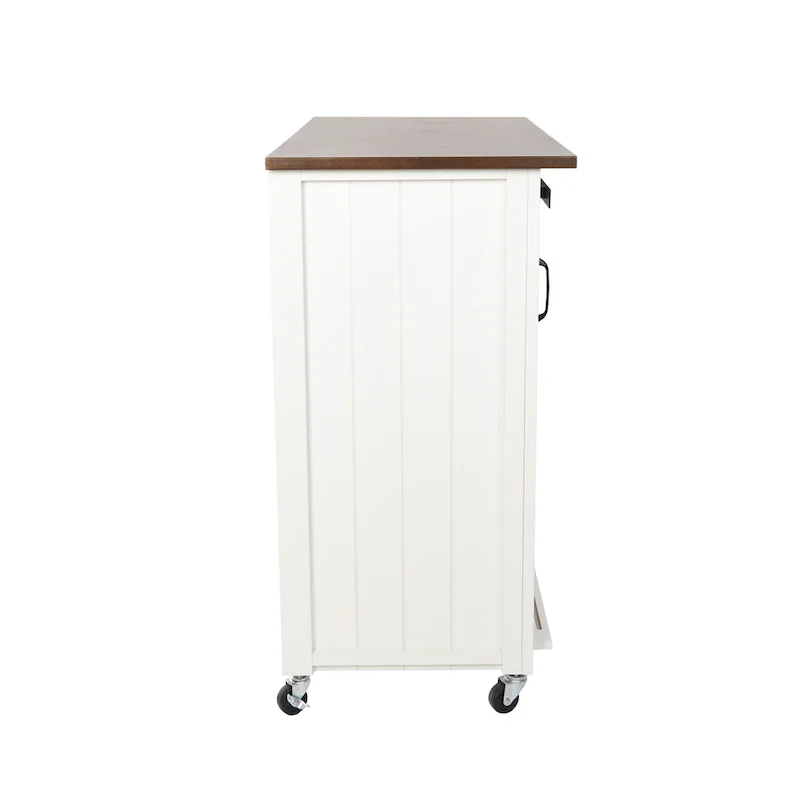 SEI Furniture Lankershim Modern Farmhouse White Wood Kitchen Cart