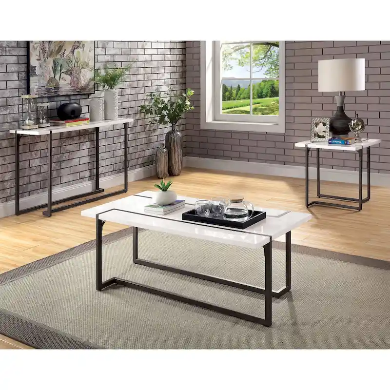 Tawl Contemporary White 47-inch Lacquer Coffee Table by Furniture of America