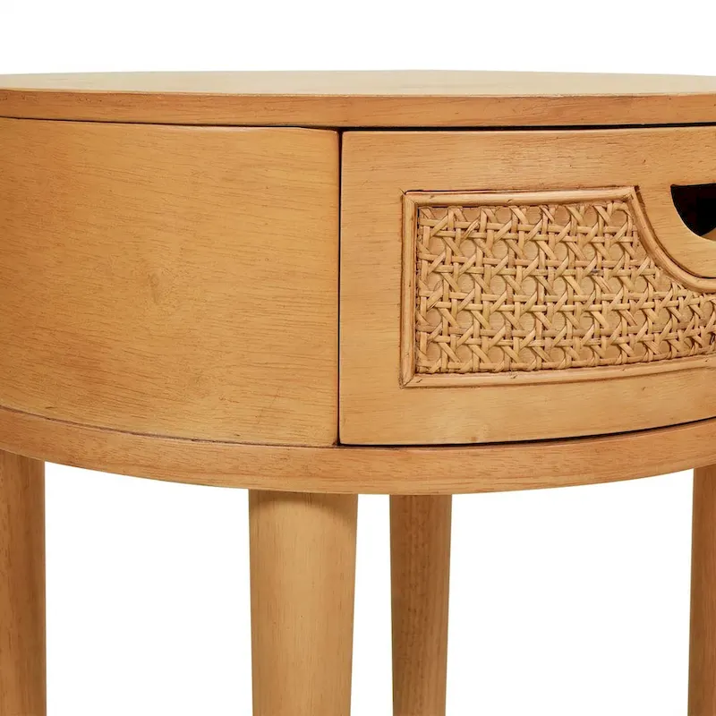 Brown Oak Round Side Table - 18