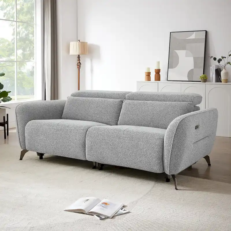 80 Wide Chenille Upholstered Power Reclining Sofa Set For Living Room