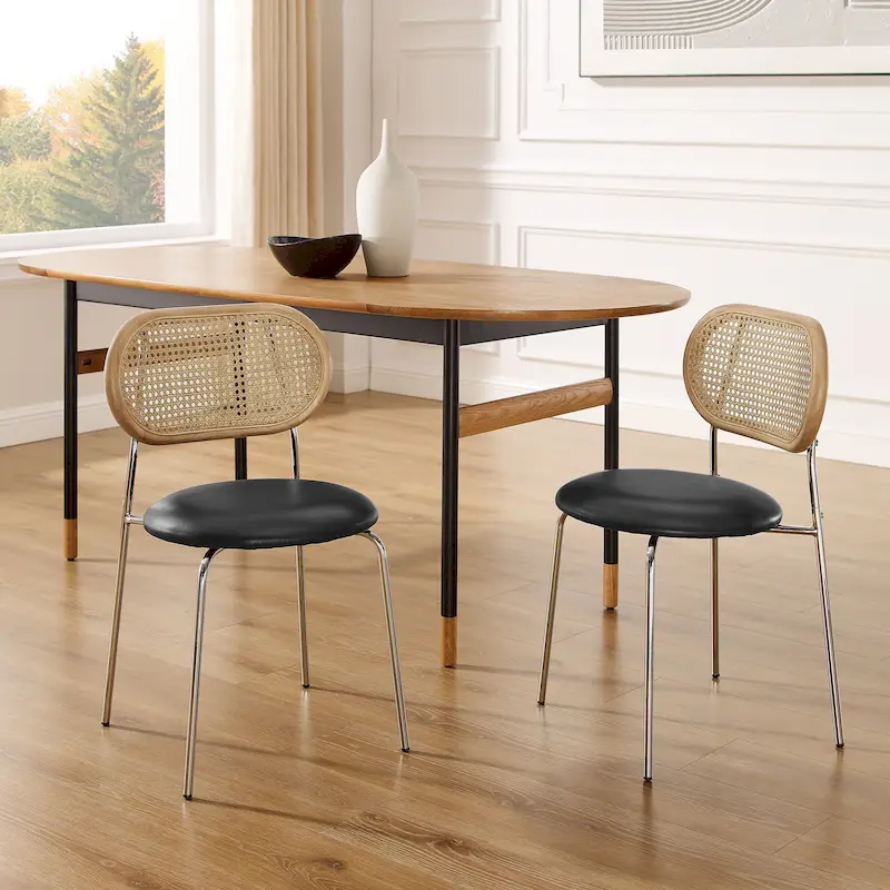 Art Leon Cane Back Faux Leather Upholstered Dining Chair (Set of 2)