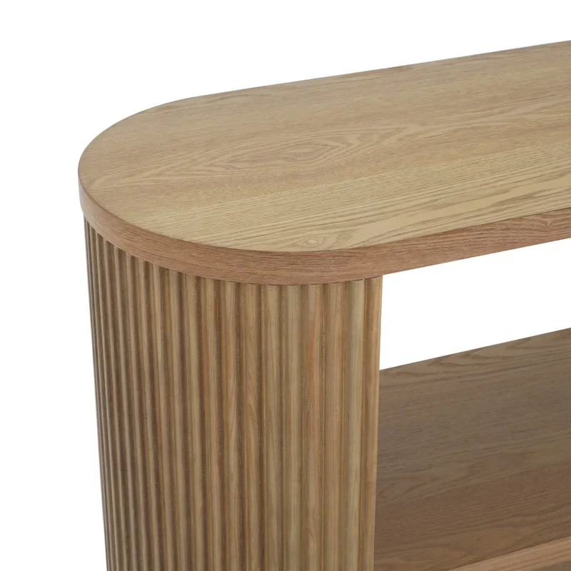 Modern Entryway Console Table - Slim Sofa Table with Open Shelf & Elegant Wood Grain, Multi-Functional Hallway Table