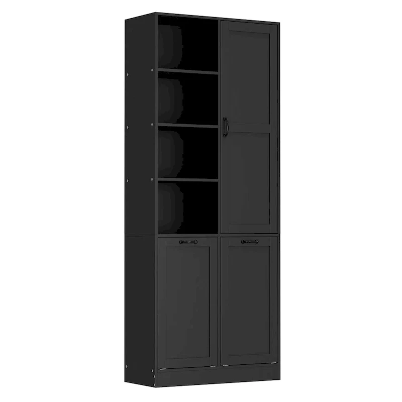 Sleek White Laundry Bathroom Cabinet with Unique Rotating Drawers