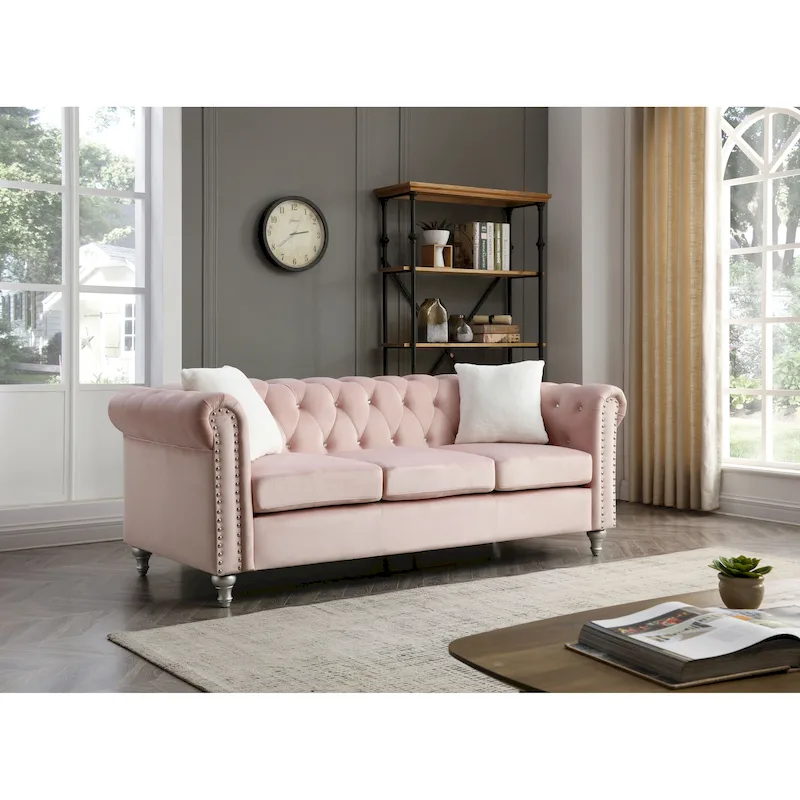Raisa Microsuede Velvet Tufted Sofa