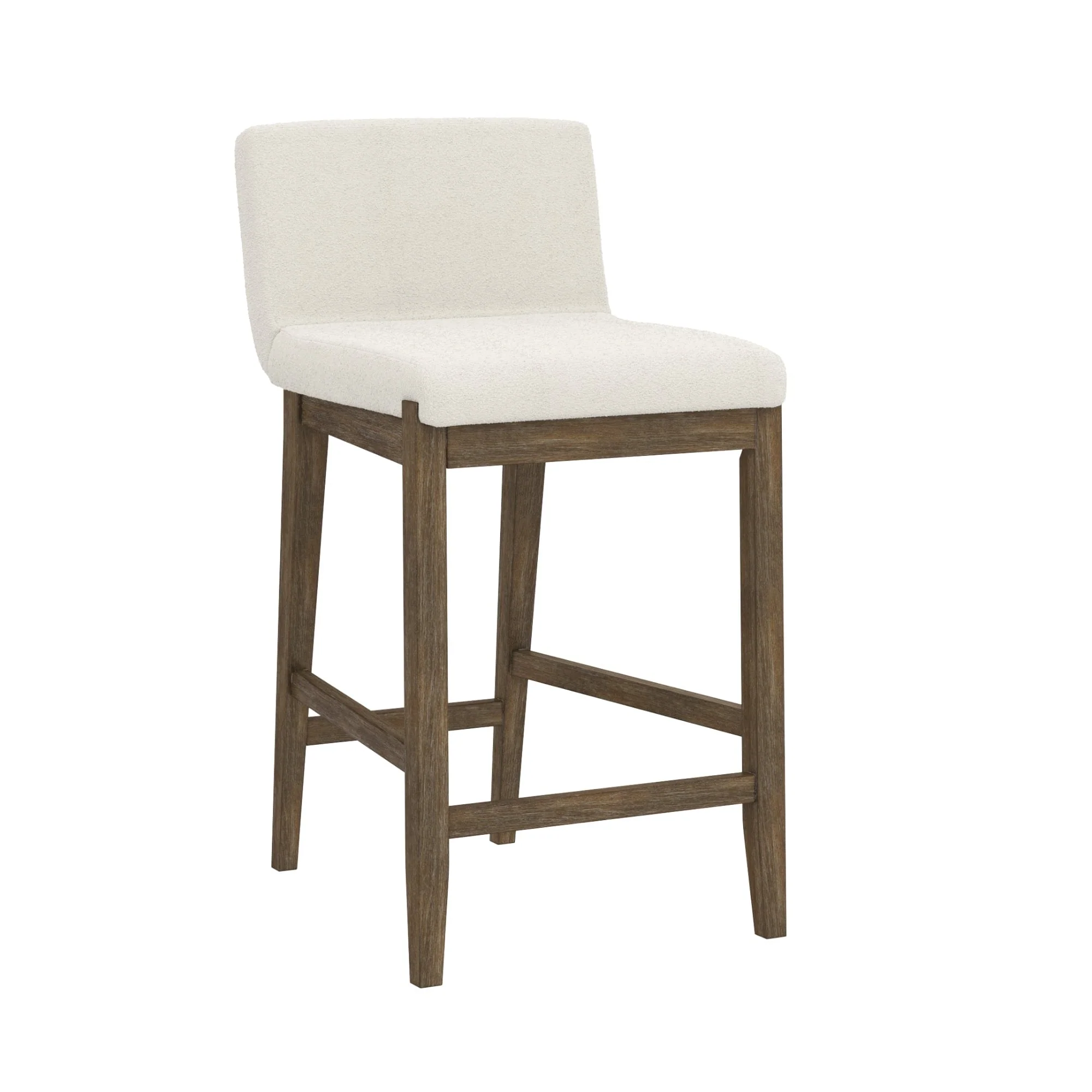Gracie Modern Bar Stool, Boucle Upholstered Chair and Brushed Wooden Legs