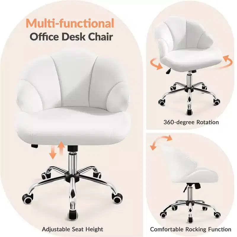 Yaheetech Set of 2 Swivel Upholstered Desk Chair with Tufted Shell-Shaped Back and Adjustable Seat Height