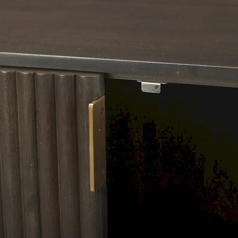 Dark Brown Solid Wood Fluted Sideboard - 72.0L x 18.5W x 32.0H