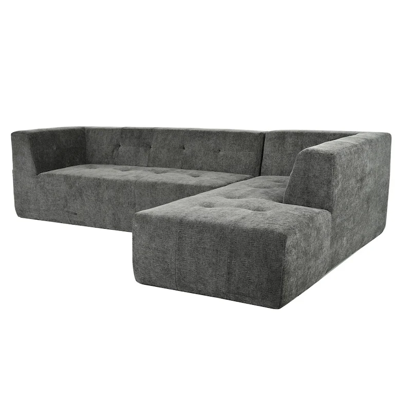 112.2 Chenille Modular L-Shaped Sofa Bed with Free Combination Design and No-Assembly Required