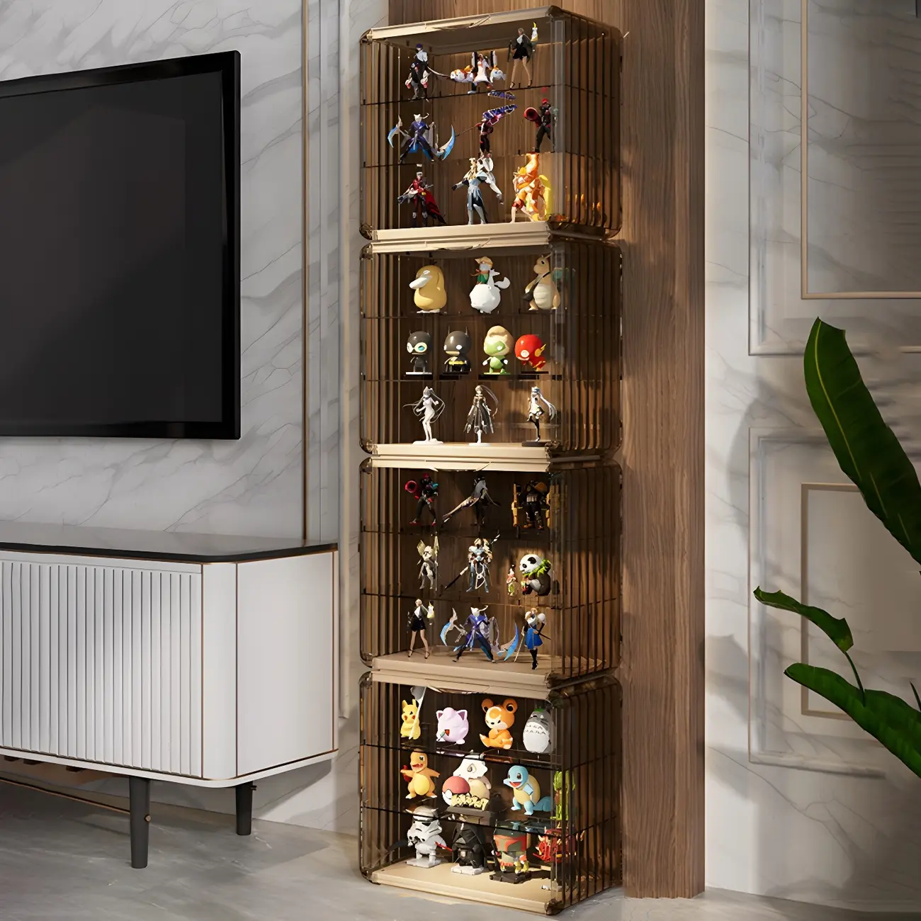 Living Room Stackable Clear Acrylic Display Cabinet
