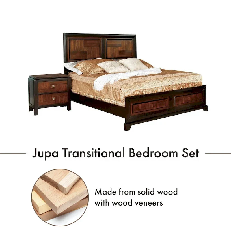 Jupa Transitional Walnut Wood 2-Piece Panel Bedroom Set by Furniture of America