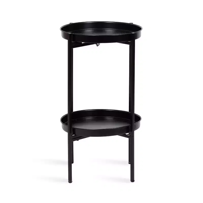 Round 2-Tier Metal Foldable Tray Table