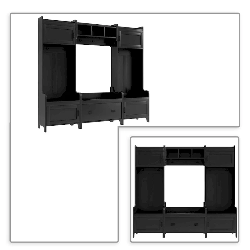 Multi-Functional Freestanding Wooden 4-in-1 Modular Hall Tree